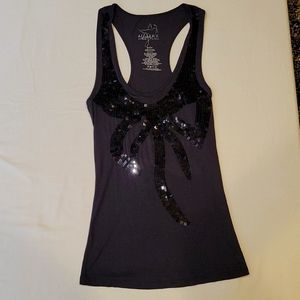 Miley Cyrus Max Azria Razerback Top Black Sequence Bow Size Small